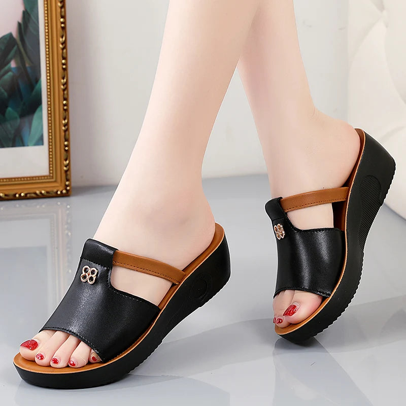 Orthopedic Open Toe Wedge Sandals for Women - Casual Platform Shoes