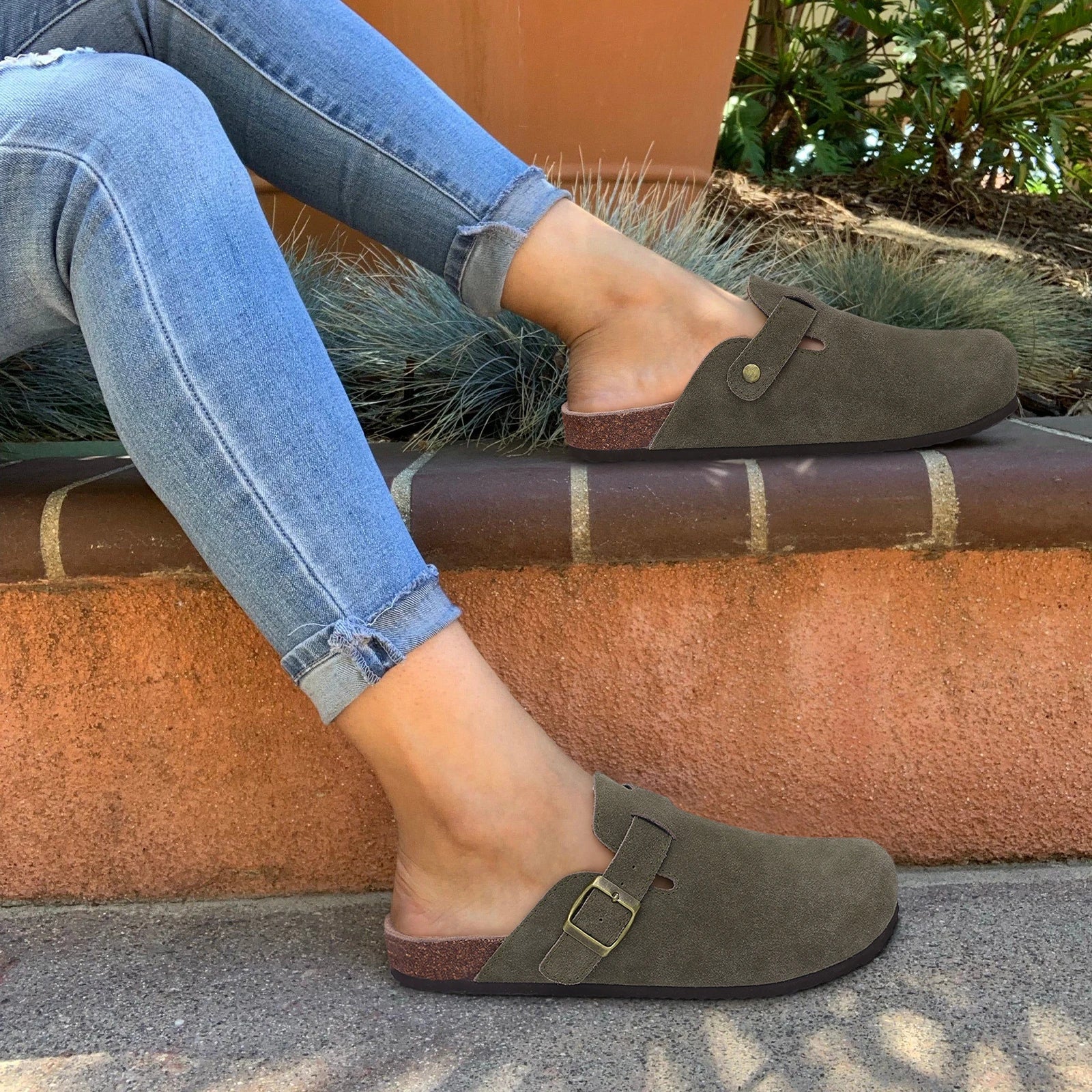 VilyVital™ Women's Suede Mules - Comfortable Clogs with Cork Insole and Arch Support