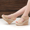 Women's Mesh Peep Toe Platform Wedge Sandals - High Heel Party Dress Sandals