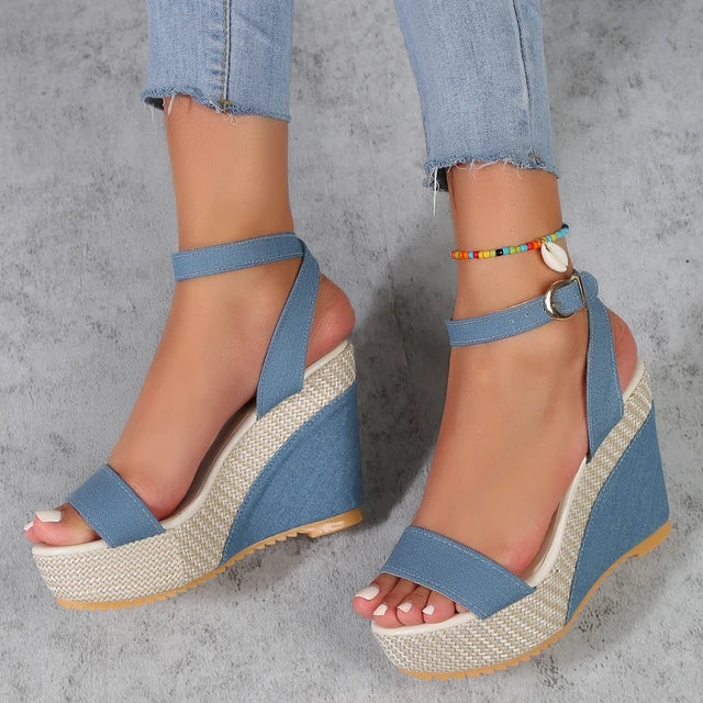 Women's Wedge Sandals for Summer - Casual Non-Slip Peep Toe Platform Shoes