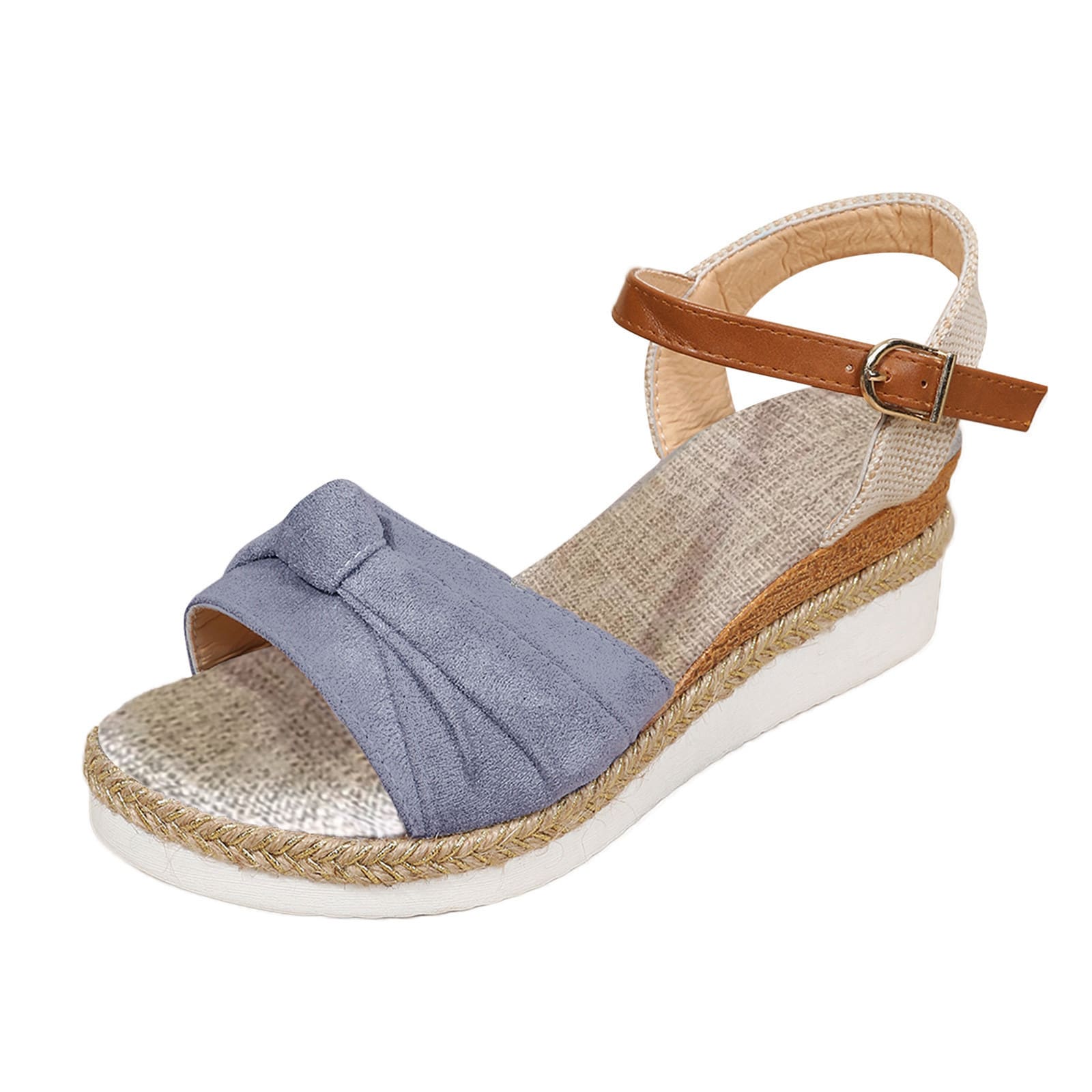 Women's Knot Detail Espadrille Ankle Strap Wedge Orthopaedic Sandals