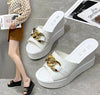 Women's High Heel Platform Wedge Slides - Chain Decor Summer Beach Sandals