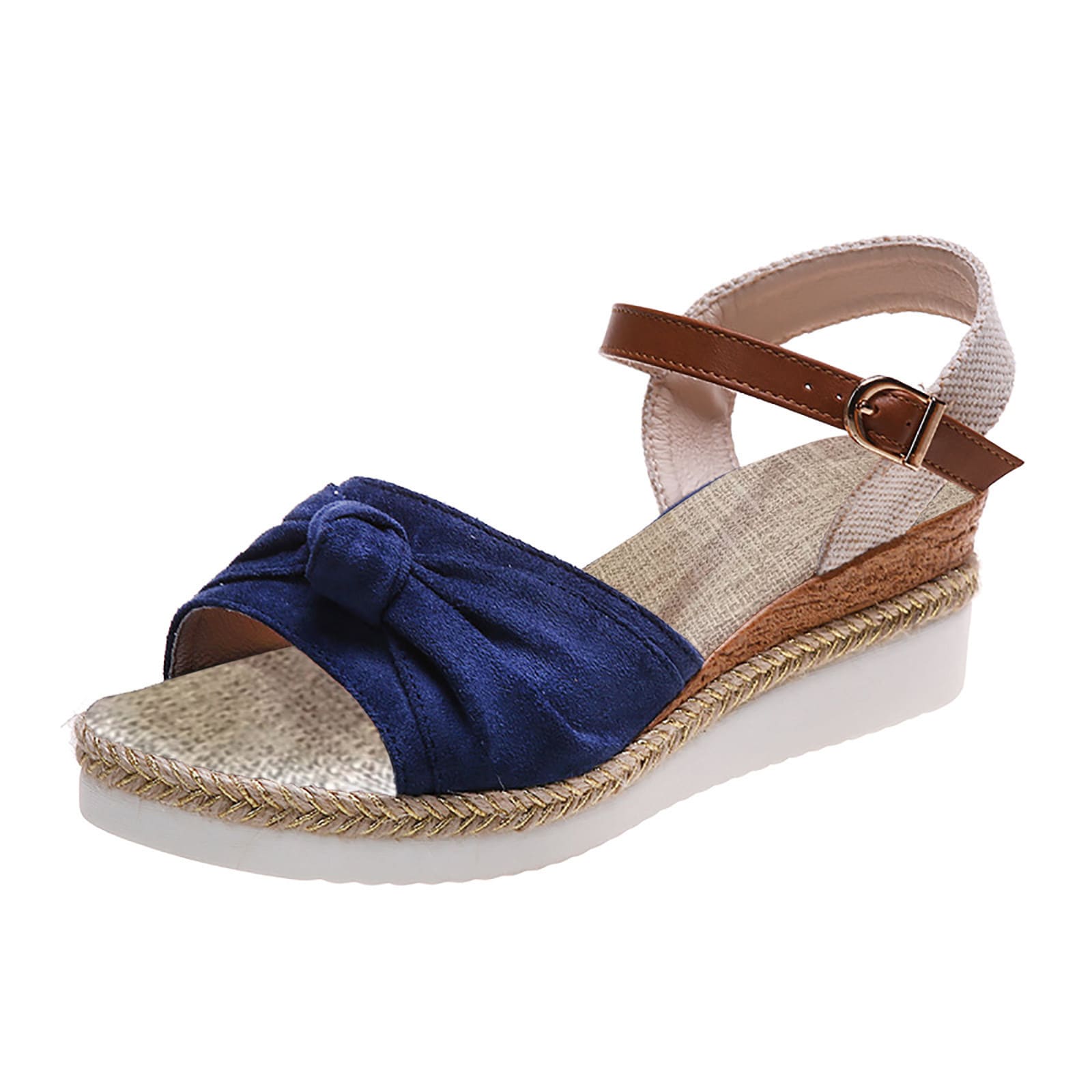 Women's Knot Detail Espadrille Ankle Strap Wedge Orthopaedic Sandals