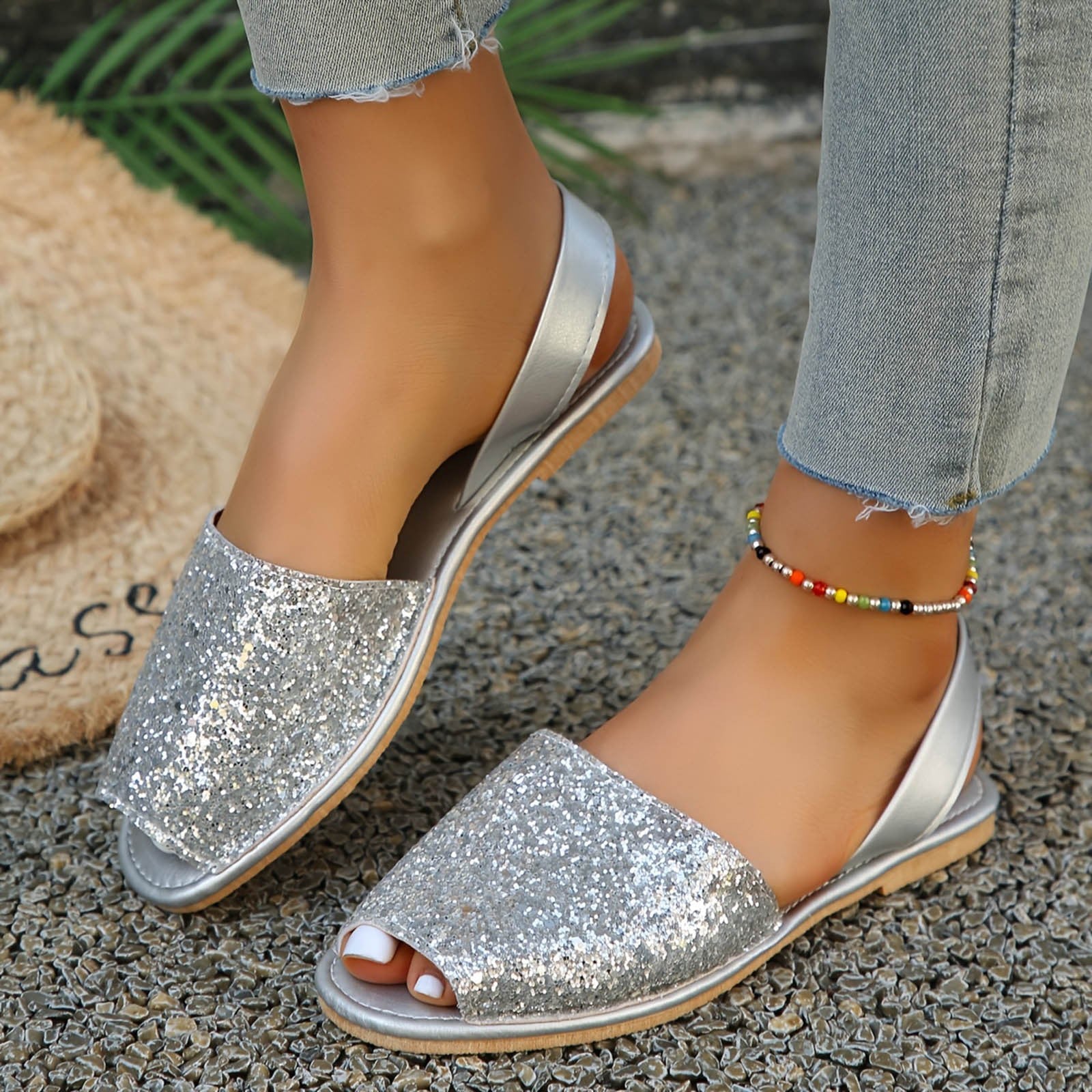 VilyVital™ | Flat Sequin Peep-Toe  Comfortable Sandals For Women